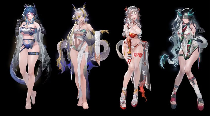 shu, dusk, nian, and ling (arknights) drawn by xiaoye_eago