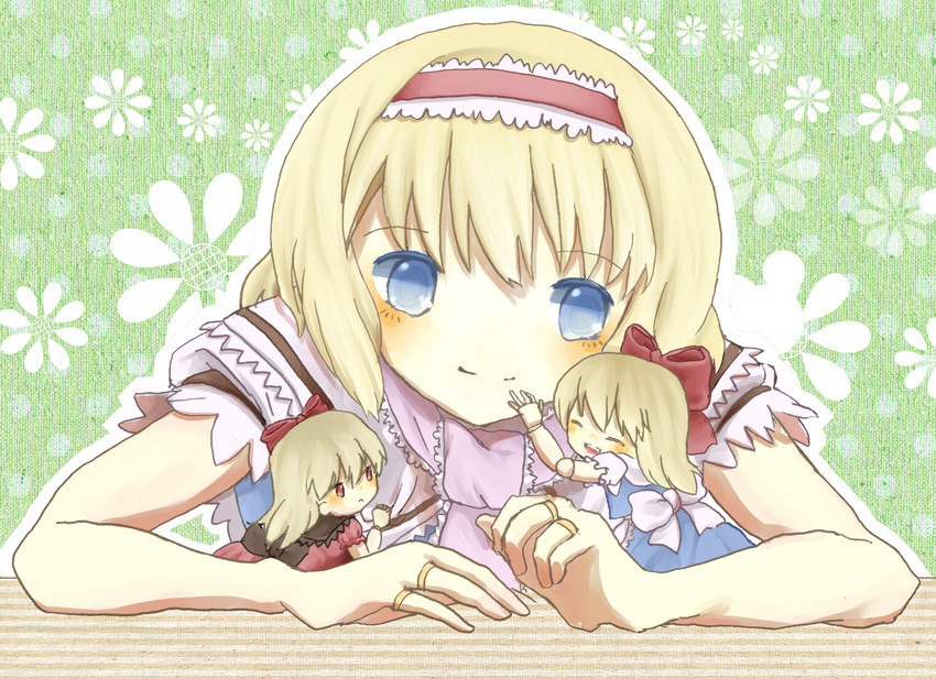 alice margatroid, shanghai doll, and hourai doll (touhou) drawn by knora