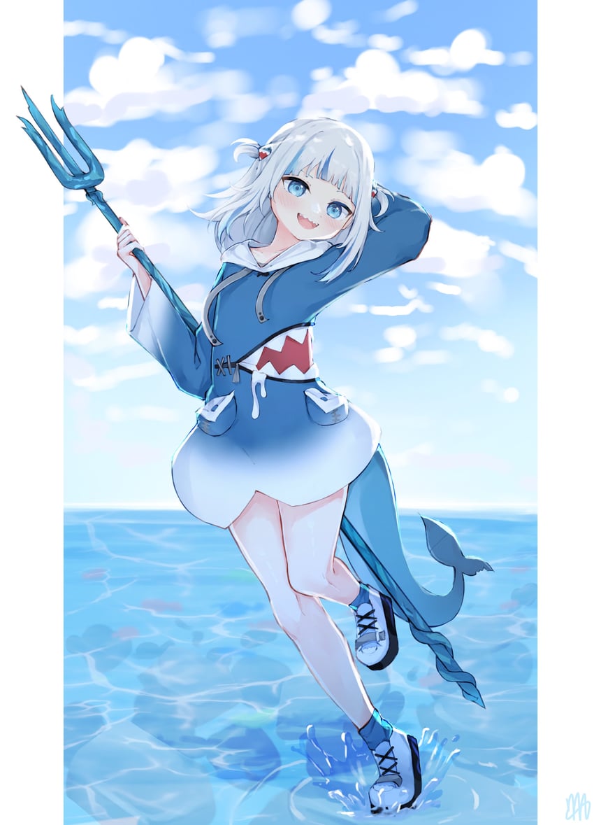 gawr gura (hololive and 1 more) drawn by ma_draws