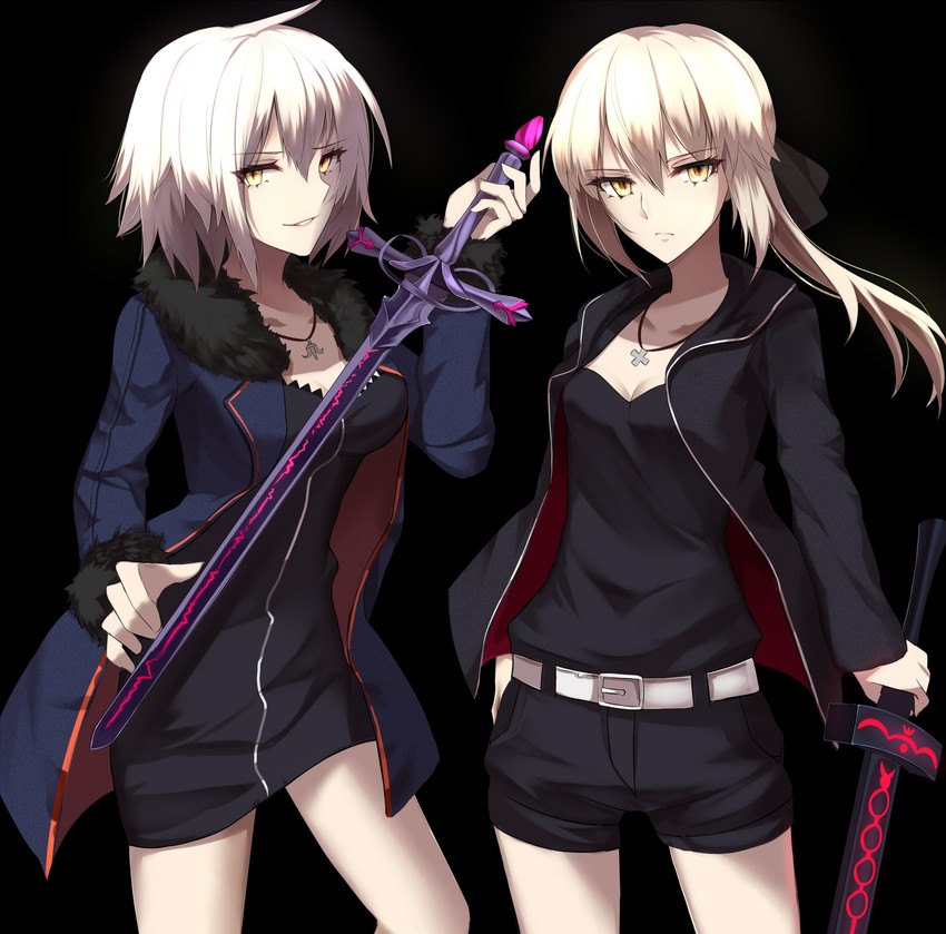 artoria pendragon, jeanne d'arc alter, and saber alter (fate and 1 more) drawn by shigure_s