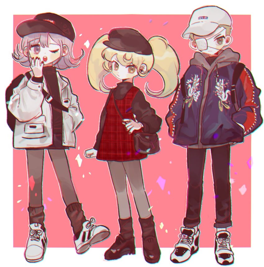 nanami chiaki, saionji hiyoko, and kuzuryu fuyuhiko (danganronpa and 1 more) drawn by g0m_0