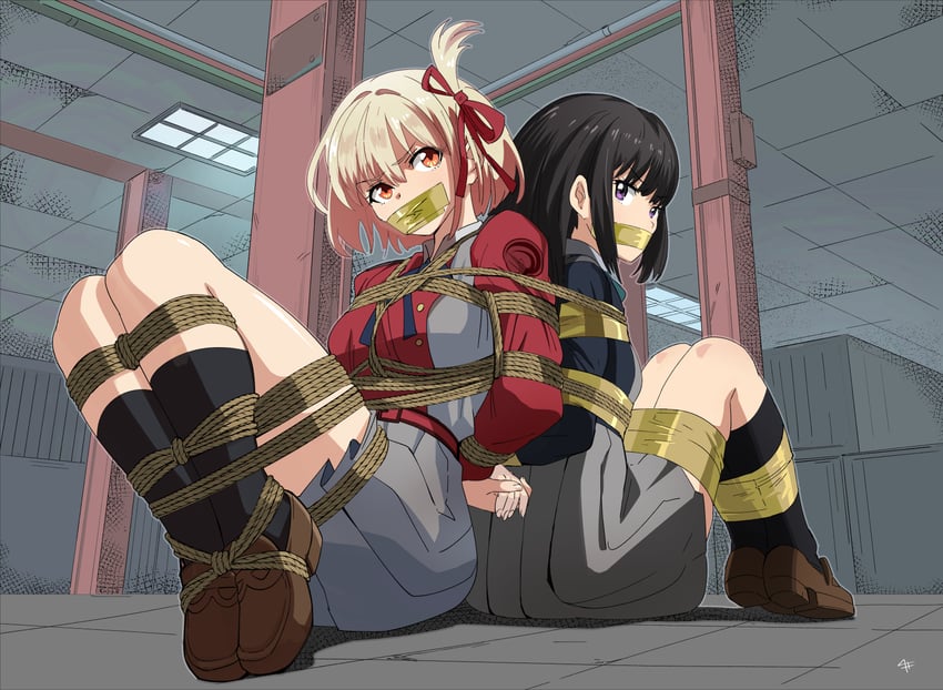 nishikigi chisato and inoue takina (lycoris recoil) drawn by sharpffffff
