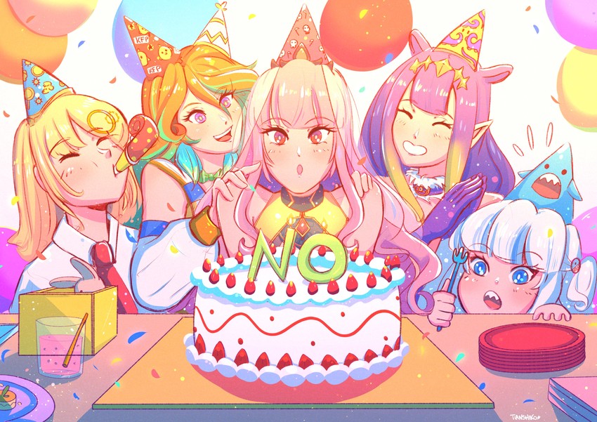 gawr gura, mori calliope, ninomae ina'nis, takanashi kiara, and watson amelia (hololive and 1 more) drawn by tianshiko