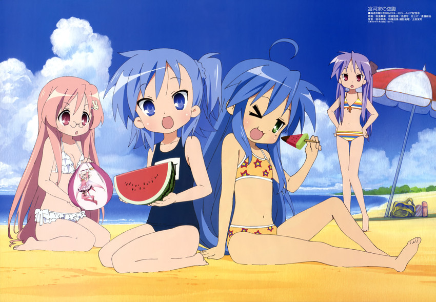 illyasviel von einzbern, hiiragi kagami, izumi konata, prisma illya, magical ruby, and 2 more (fate and 4 more) drawn by matsushima_maimu