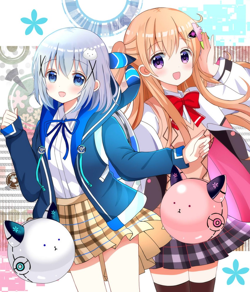 kafuu chino and hoto cocoa (gochuumon wa usagi desu ka? and 1 more) drawn by ryoutan