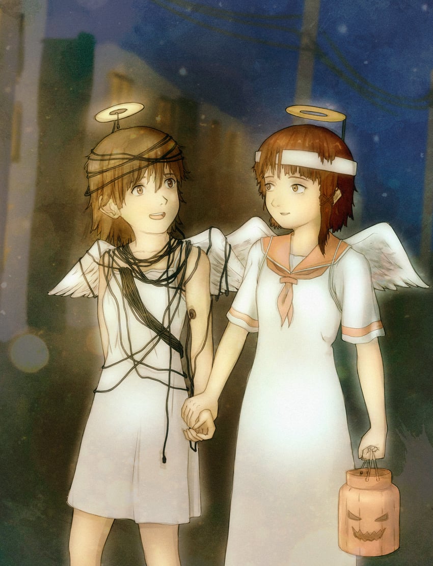 iwakura lain and rakka (serial experiments lain and 1 more) drawn by nods