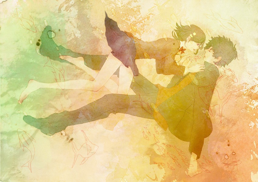 misaka mikoto and kamijou touma (toaru majutsu no index and 1 more) drawn by skylark_12