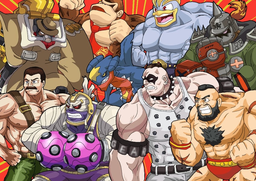 garchomp, machamp, zangief, donkey kong, potemkin, and 4 more (pokemon and 8 more) drawn by giogiodedede