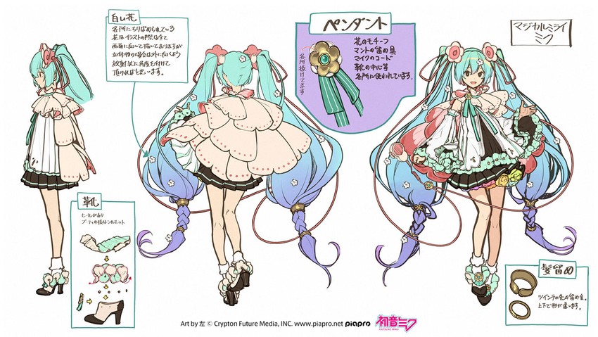 hatsune miku and magical mirai miku (vocaloid and 1 more) drawn by hidari_(left_side)