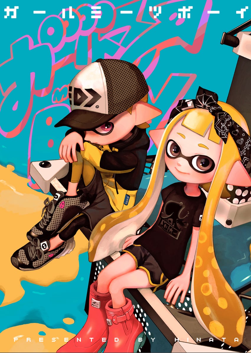 inkling player character, inkling girl, and inkling boy (splatoon and 1 more) drawn by hinata_(hinata_spla)