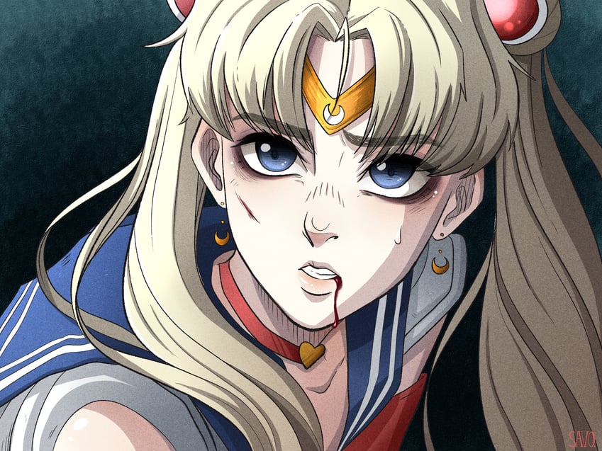 tsukino usagi and sailor moon (bishoujo senshi sailor moon) drawn by savonette