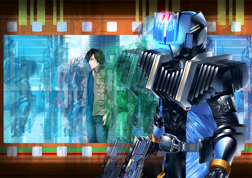 kamen rider diend and kaitou daiki (kamen rider and 1 more) drawn by suzume_inui