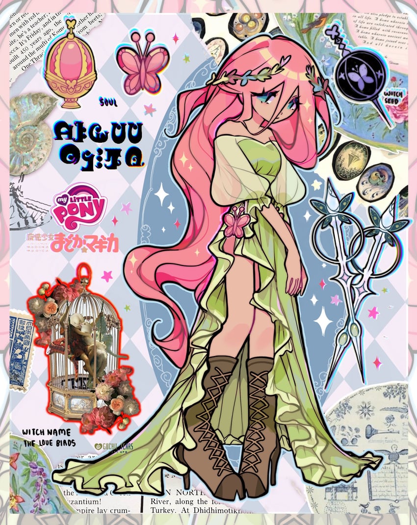 fluttershy (mahou shoujo madoka magica and 2 more) drawn by gochii_tears