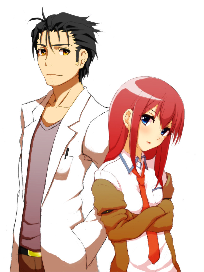 makise kurisu and okabe rintarou (steins;gate) drawn by kotaro