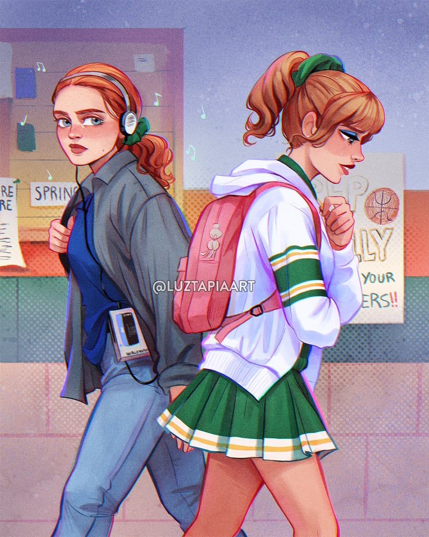 max mayfield and chrissy cunningham (stranger things) drawn by luztapiaart