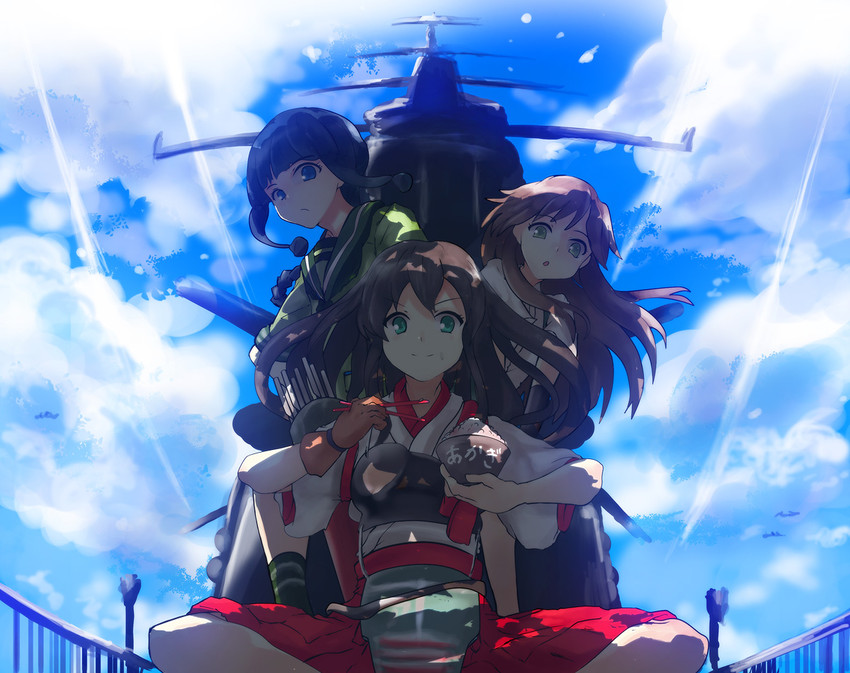 akagi, kitakami, and arashio (kantai collection) drawn by usugiri_bacon