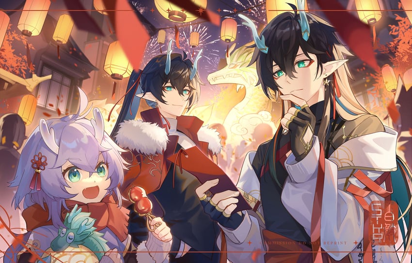 dan heng, bailu, and dan feng (honkai and 1 more) drawn by notstk