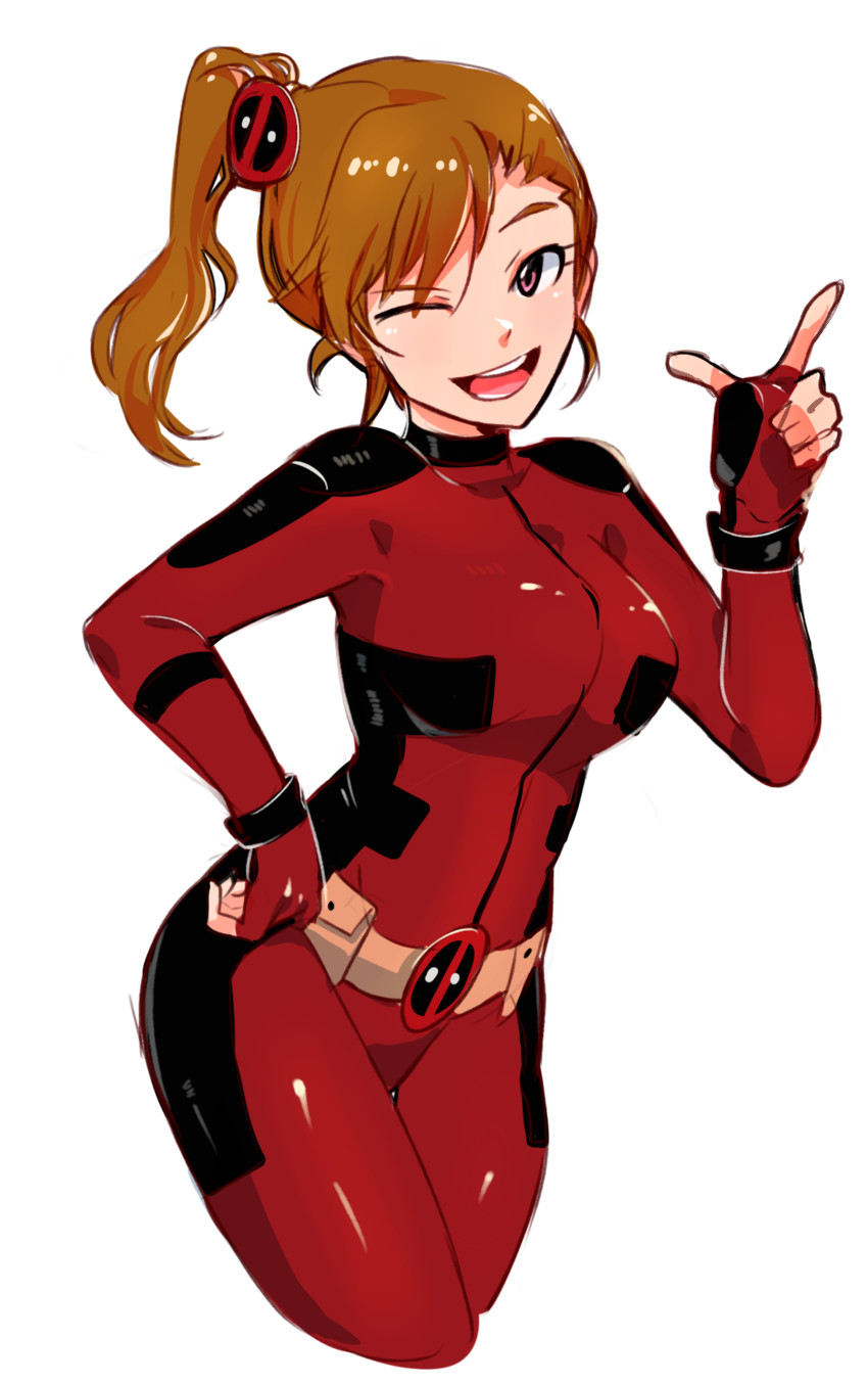 futami mami and deadpool (idolmaster and 2 more) drawn by tuxedo_de_cat