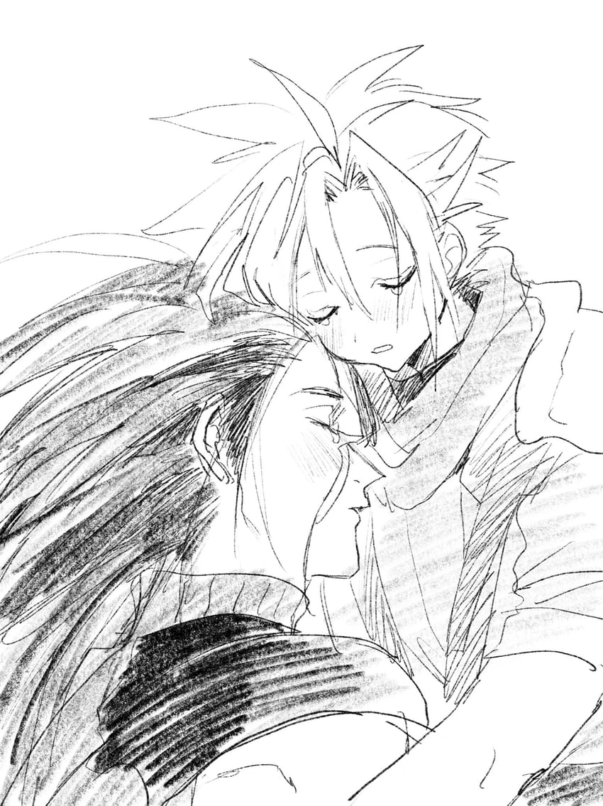 cloud strife and zack fair (final fantasy and 2 more) drawn by zc_furuya