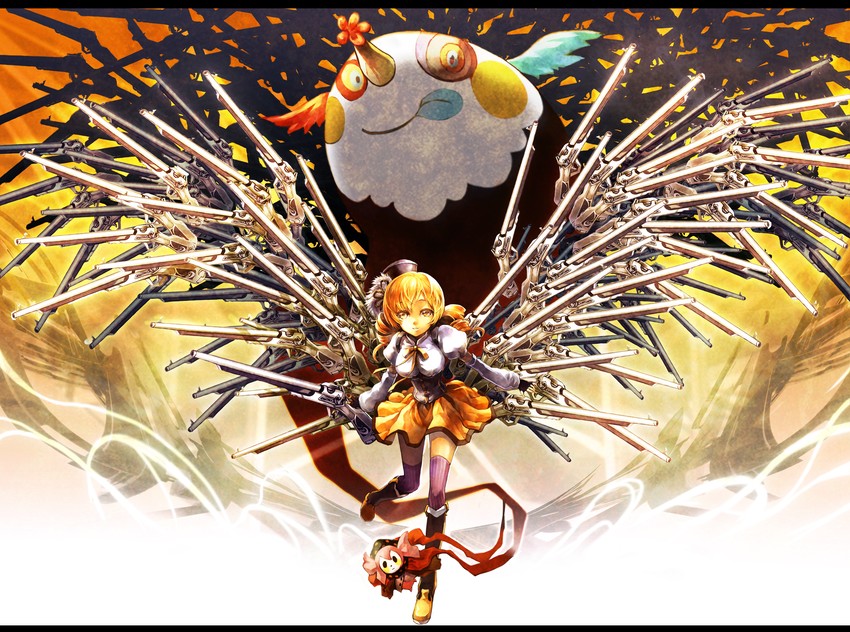 tomoe mami and charlotte (mahou shoujo madoka magica) drawn by hoshikako_(koz)