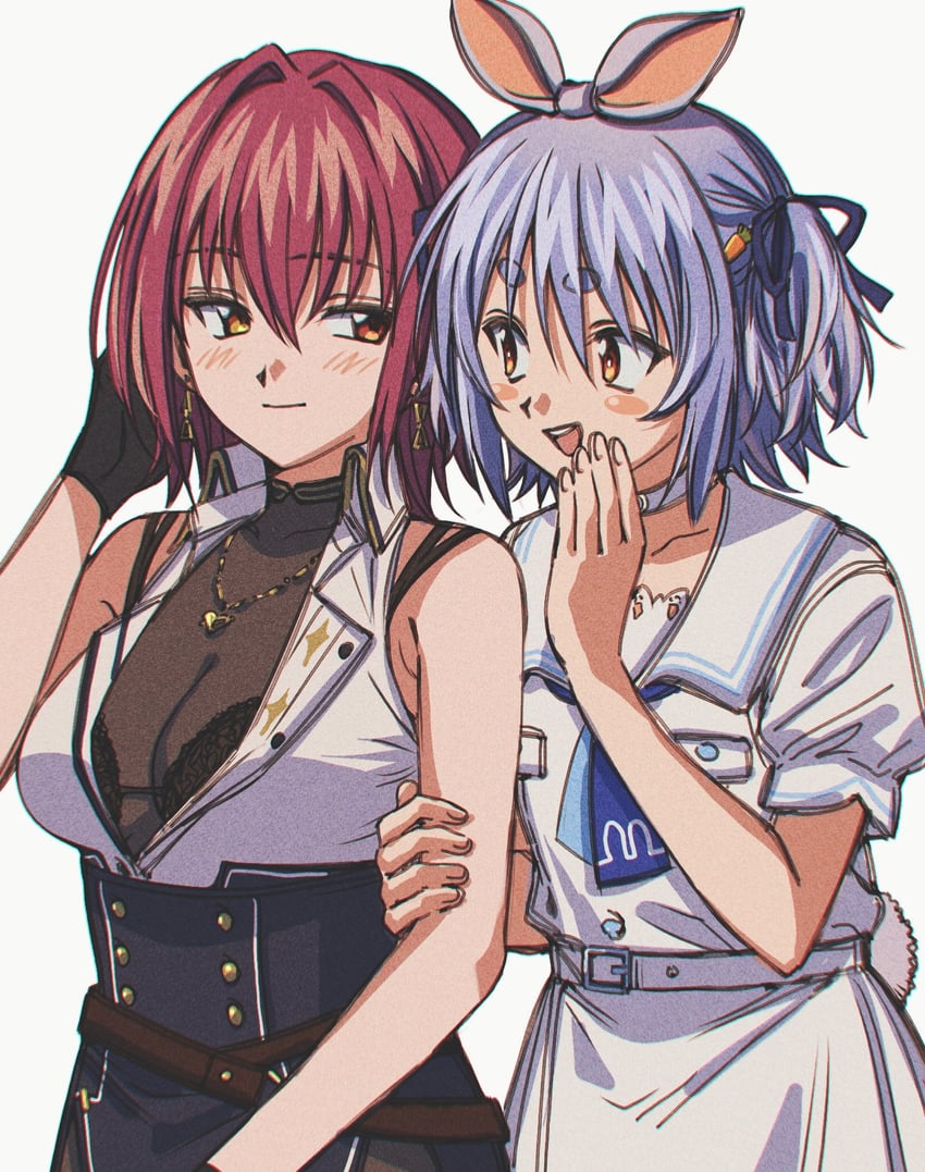 houshou marine and usada pekora (hololive) drawn by homura_(hmr0222)