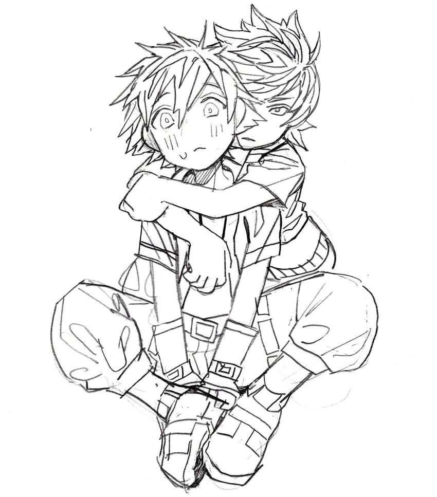 sora and roxas (kingdom hearts and 1 more) drawn by ubuuugreenie