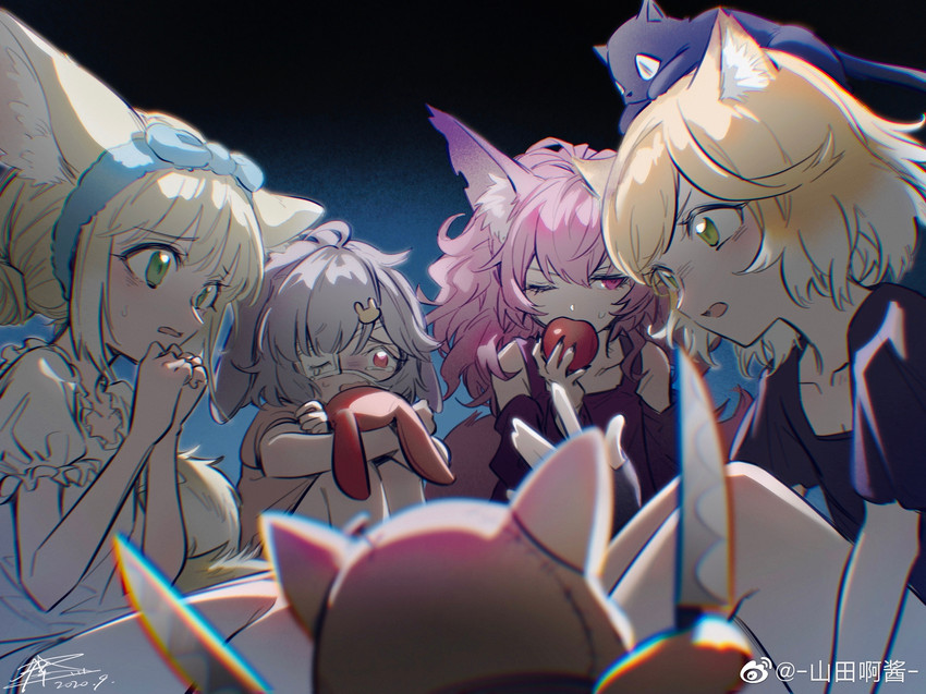 suzuran, shamare, morte, popukar, and mousse (arknights) drawn by shantianajiang