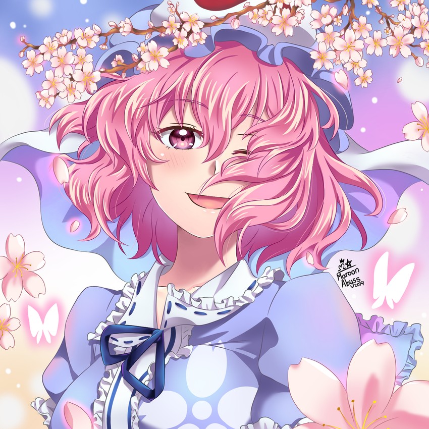 saigyouji yuyuko (touhou and 1 more) drawn by maroonabyss