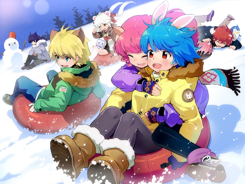 bunny, sheep, lion, dragon, buffalo, and 1 more (trickster) drawn by mimi_(ranma3049)