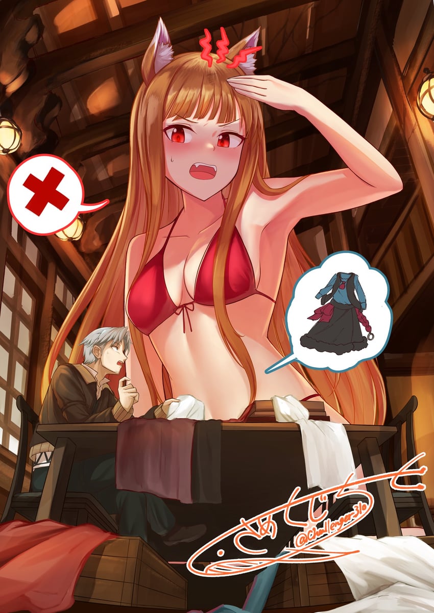 holo and craft lawrence (spice and wolf) drawn by same_kujira_(challenger_310)