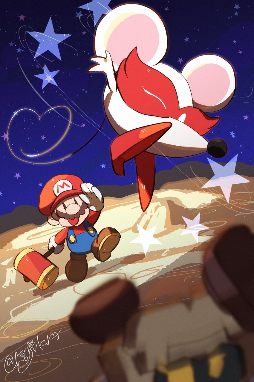 mario, paper mario, ms. mowz, and cleft (mario and 2 more) drawn by hanaon
