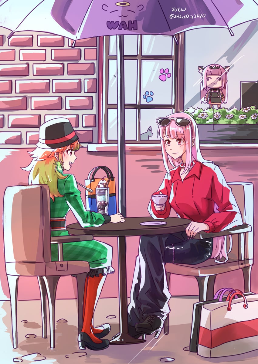 mori calliope, takanashi kiara, smol calli, and weird cat (hololive and 1 more) drawn by xu_chin-wen
