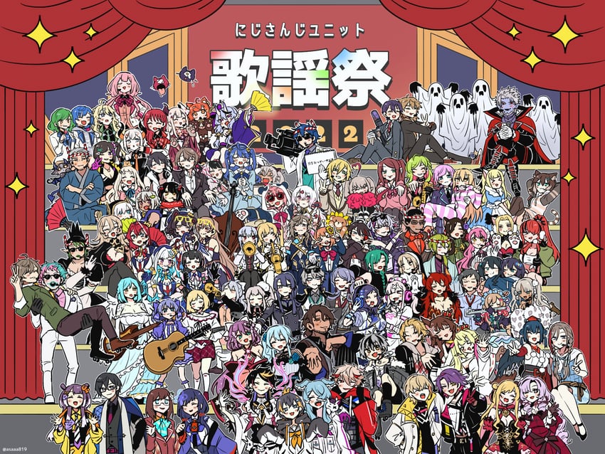 tsukino mito, lize helesta, ange katrina, makaino ririmu, inui toko, and 91 more (nijisanji and 2 more) drawn by asa_(asaaa819)