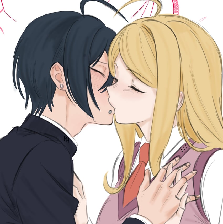 saihara shuichi and akamatsu kaede (danganronpa and 1 more) drawn by veggiemist