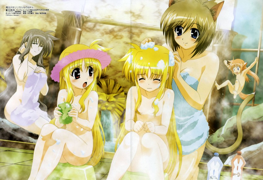 fate testarossa, arf, alicia testarossa, presea testarossa, and rynith (lyrical nanoha and 3 more) drawn by komori_atsushi