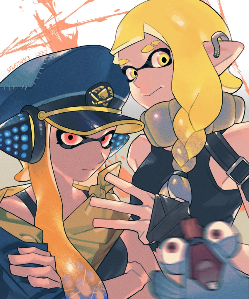 agent 3, smallfry, and captain 3 (splatoon and 1 more) drawn by leejijijii