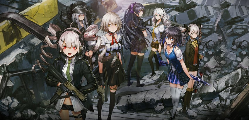 kiana kaslana, raiden mei, bronya zaychik, seele vollerei, kar98k, and 2 more (honkai and 2 more) drawn by infukun