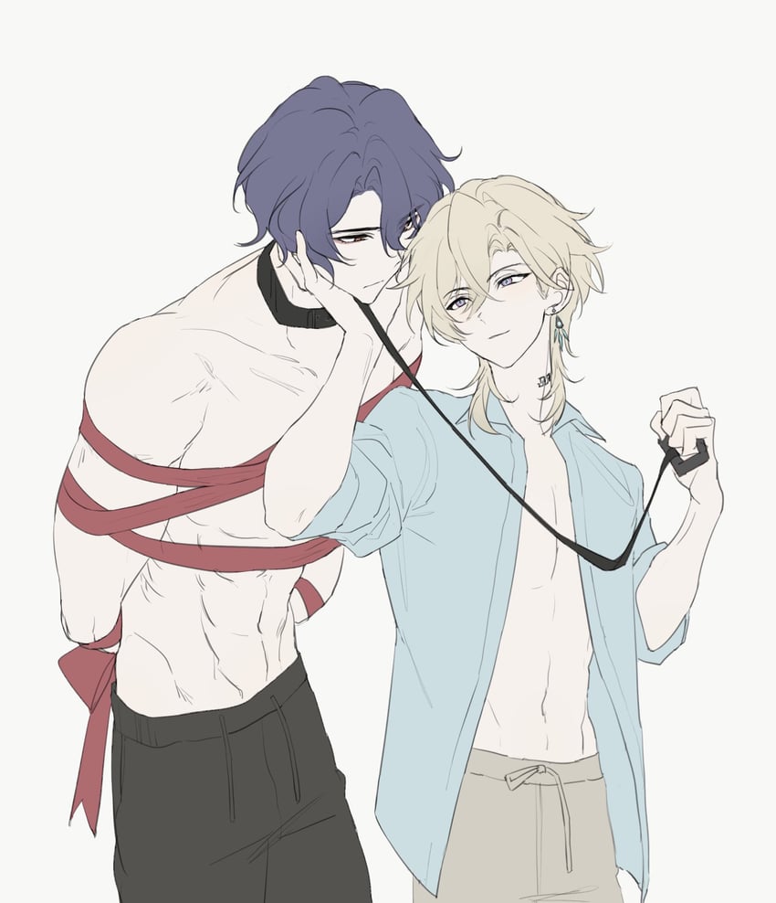 aventurine and dr. ratio (honkai and 1 more) drawn by literally1me