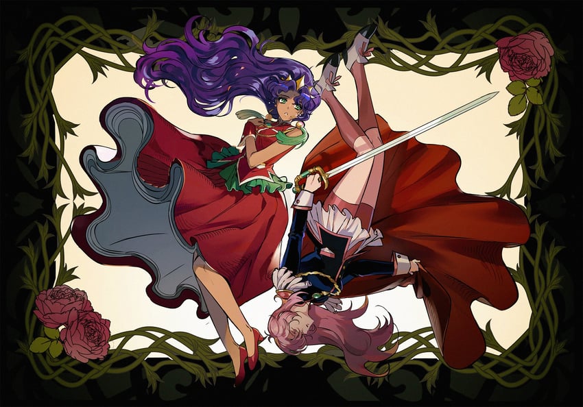 tenjou utena and himemiya anthy (shoujo kakumei utena) drawn by mogyus