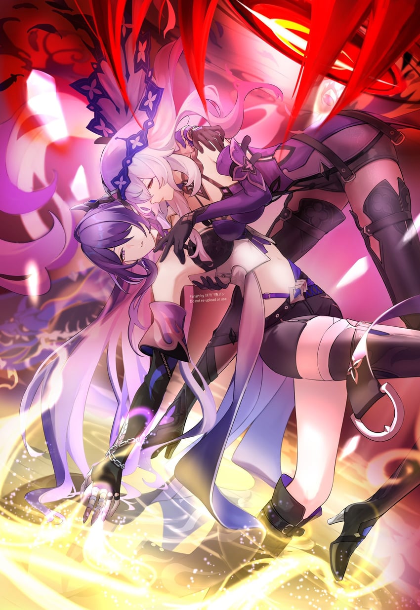 acheron and black swan (honkai and 1 more) drawn by okkobc