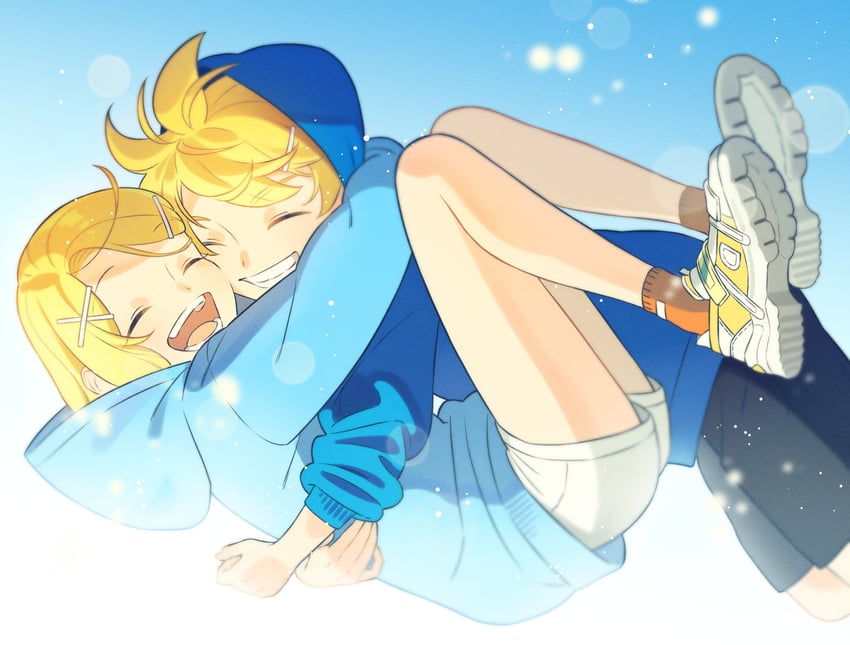 kagamine rin and kagamine len (vocaloid) drawn by bon_bon_eee
