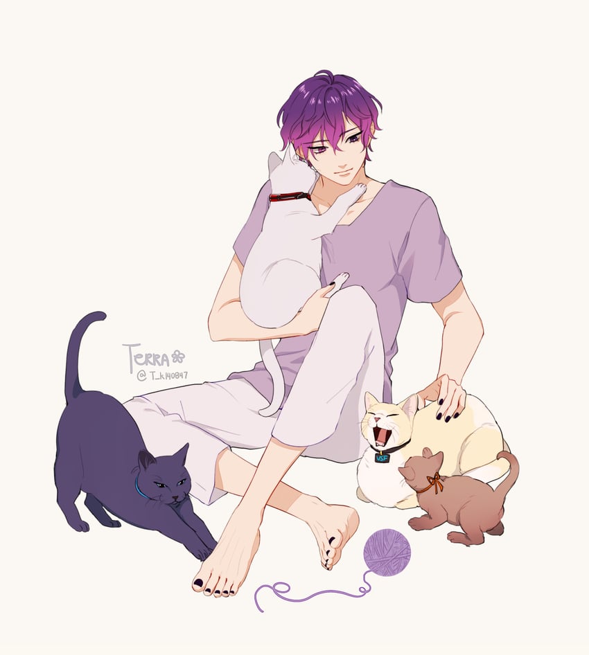 sonny brisko, alban knox, uki violeta, fulgur ovid, and yugo asuma (nijisanji and 1 more) drawn by tecchi_kun