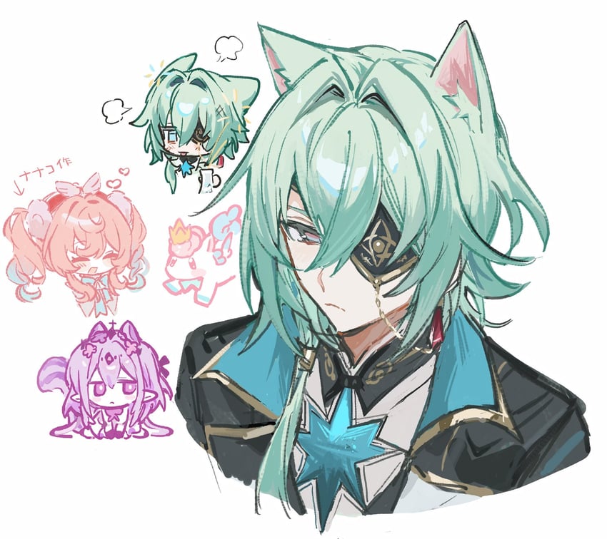 castorice, anaxa, hyacine, and little ica (honkai and 1 more) drawn by kaawaisann