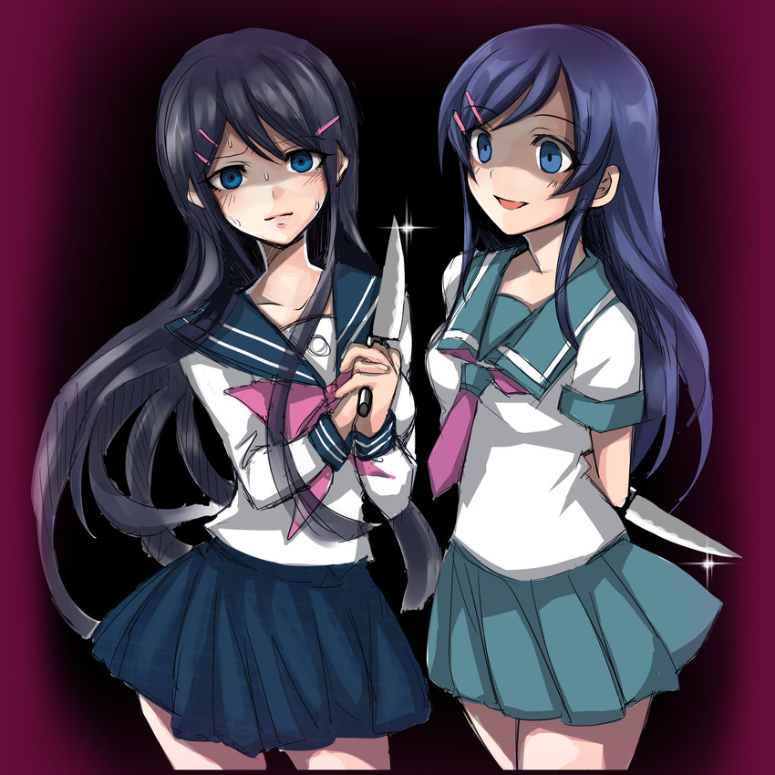 maizono sayaka and aragaki ayase (danganronpa and 2 more) drawn by mintes