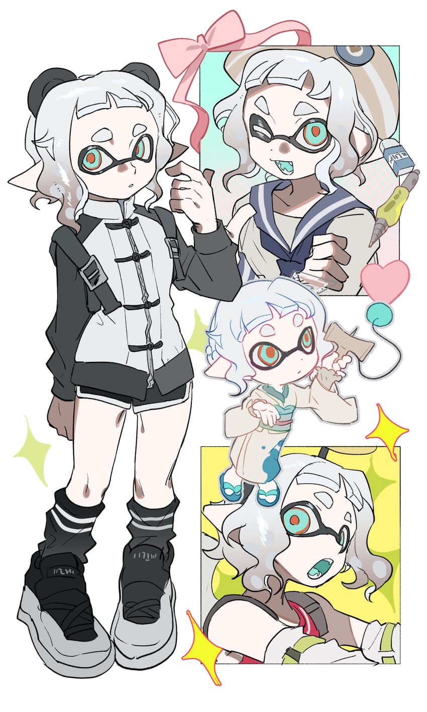 inkling player character and inkling girl (splatoon) drawn by kiwi_splatoon