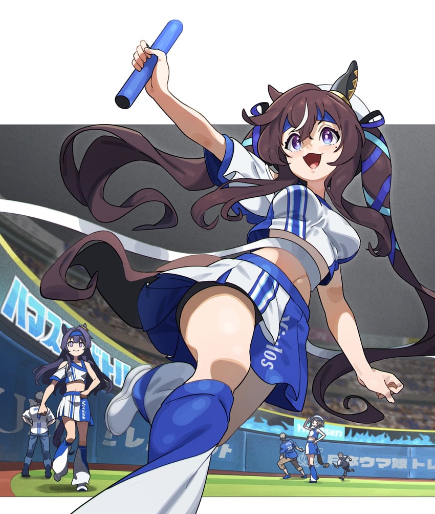 cheval grand, verxina, vivlos, miyazaki toshirou, and maeda yamato (umamusume and 1 more) drawn by nishiki_kazue