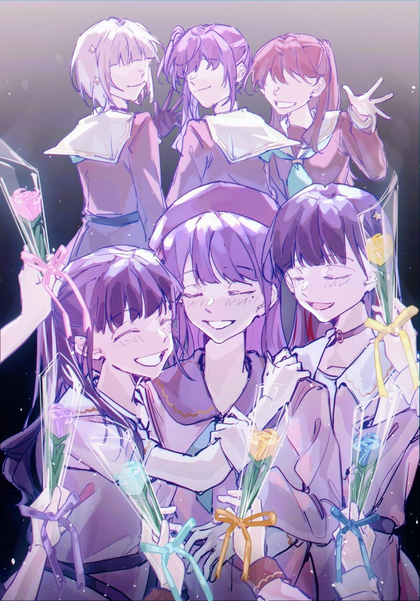 fujishima megumi, otomune kozue, yugiri tsuzuri, tsukine kona, hanamiya nina, and 7 more (love live! and 2 more) drawn by hoshiji