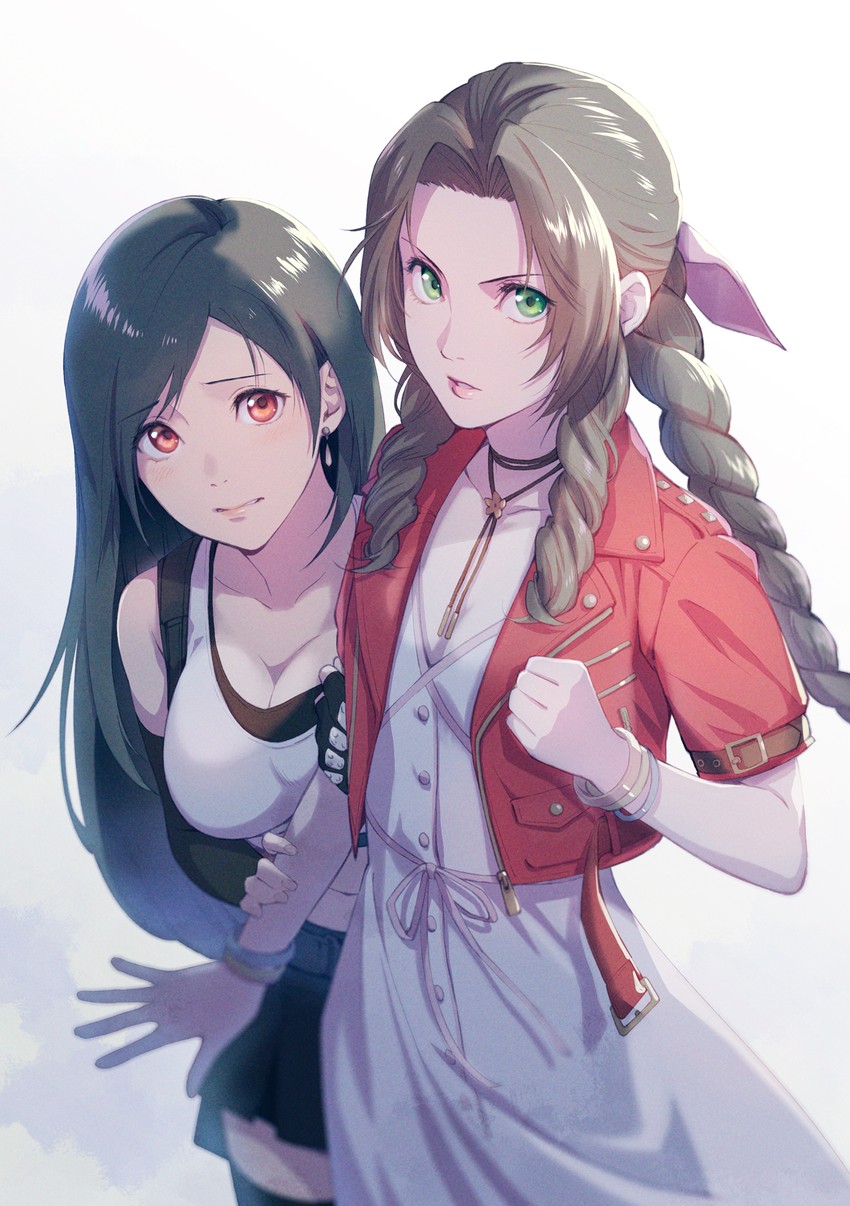 tifa lockhart and aerith gainsborough (final fantasy and 2 more) drawn by nonaka_nono