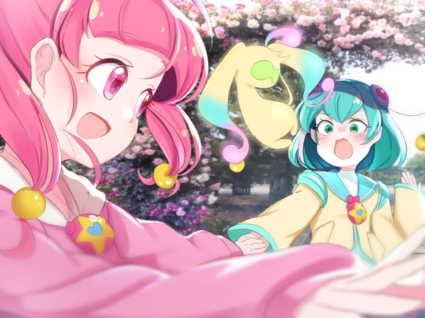 hagoromo lala, hoshina hikaru, and uma (precure and 1 more) drawn by toon_(noin)