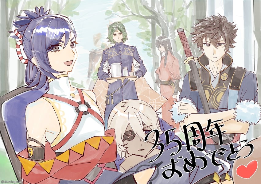 niles, seteth, kagetsu, lon'qu, koyasu takehito, and 1 more (fire emblem and 5 more) drawn by elmakagetsu